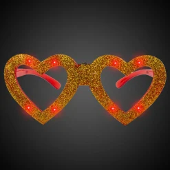 Clearance Windy City Novelties LED Heart Glitter Glasses Gold