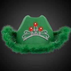 Clearance Windy City Novelties LED Green Cowboy Hat with Tiara
