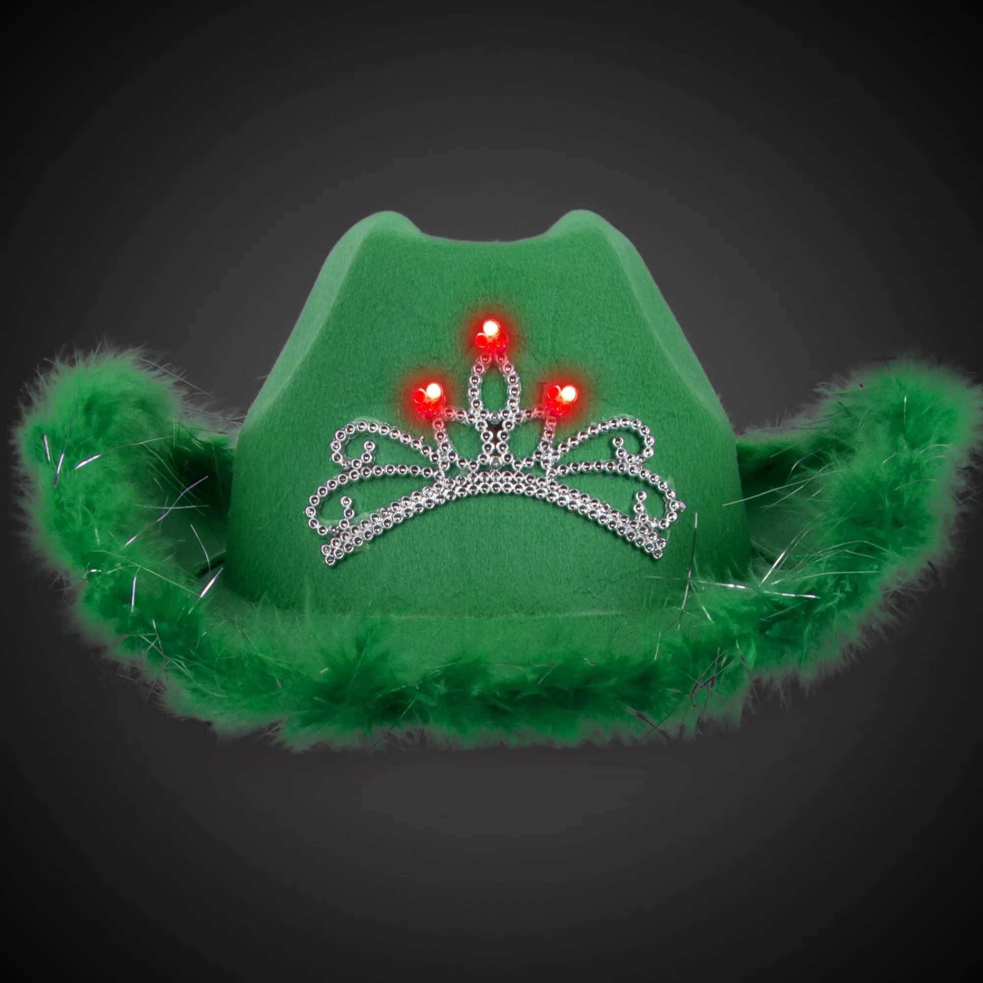 Clearance Windy City Novelties LED Green Cowboy Hat with Tiara