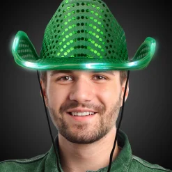 Sale Windy City Novelties LED Sequin Cowboy Hat Green