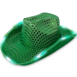 Sale Windy City Novelties LED Sequin Cowboy Hat Green