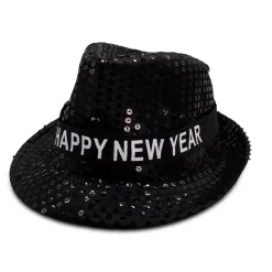 New Windy City Novelties LED Happy New Year Black Fedora