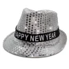 Hot Windy City Novelties LED Happy New Year Silver Fedora