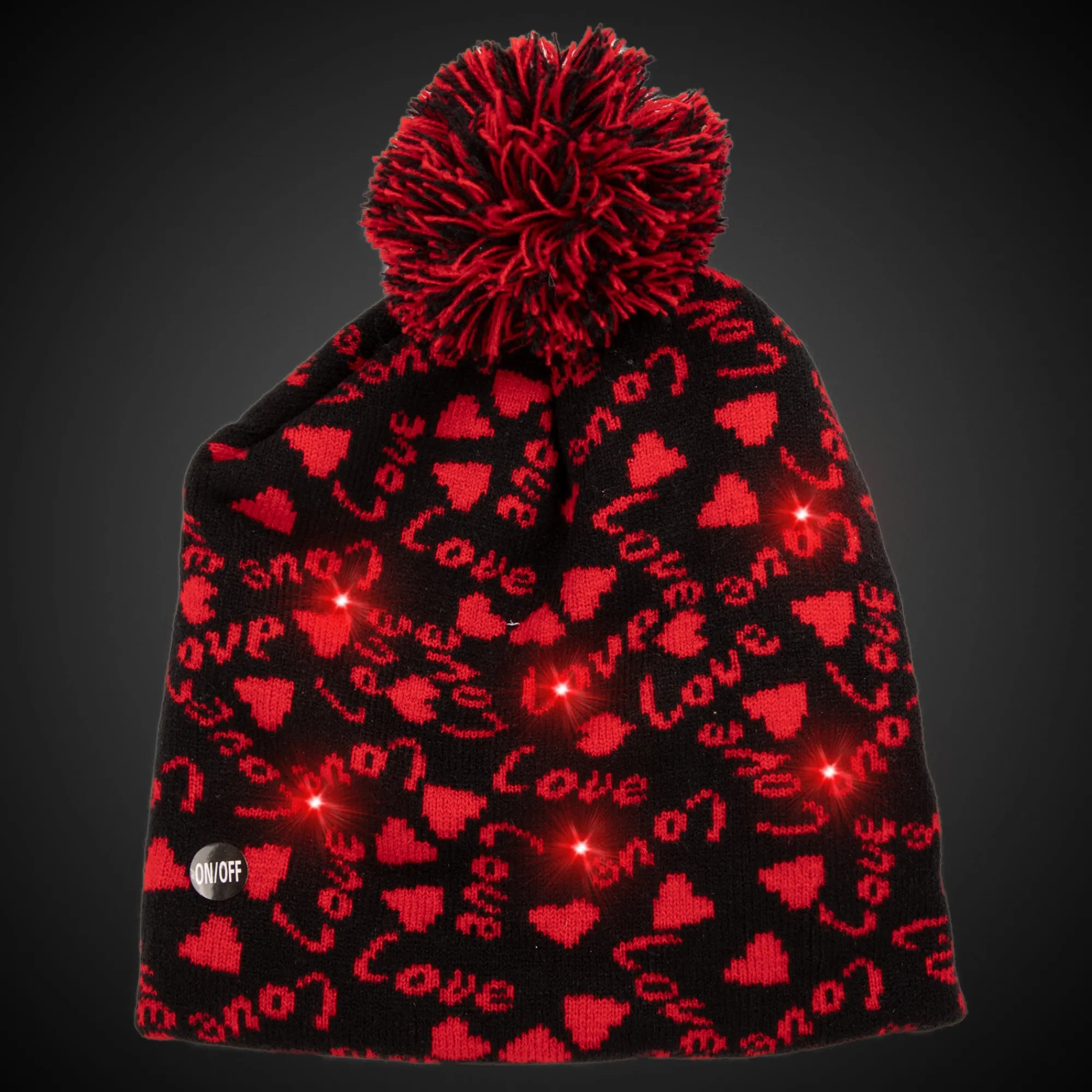 New Windy City Novelties LED Hearts Knit Beanie
