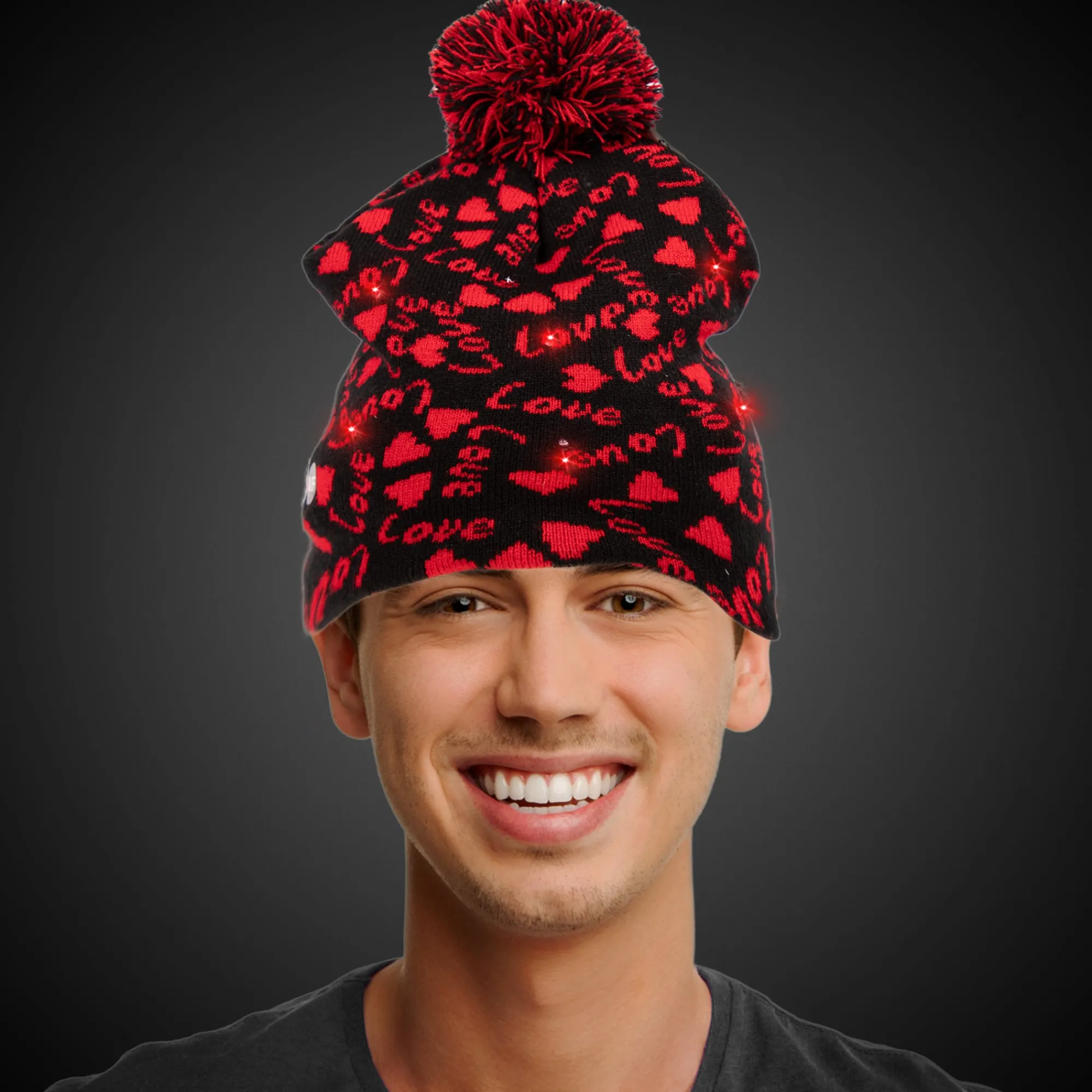 New Windy City Novelties LED Hearts Knit Beanie