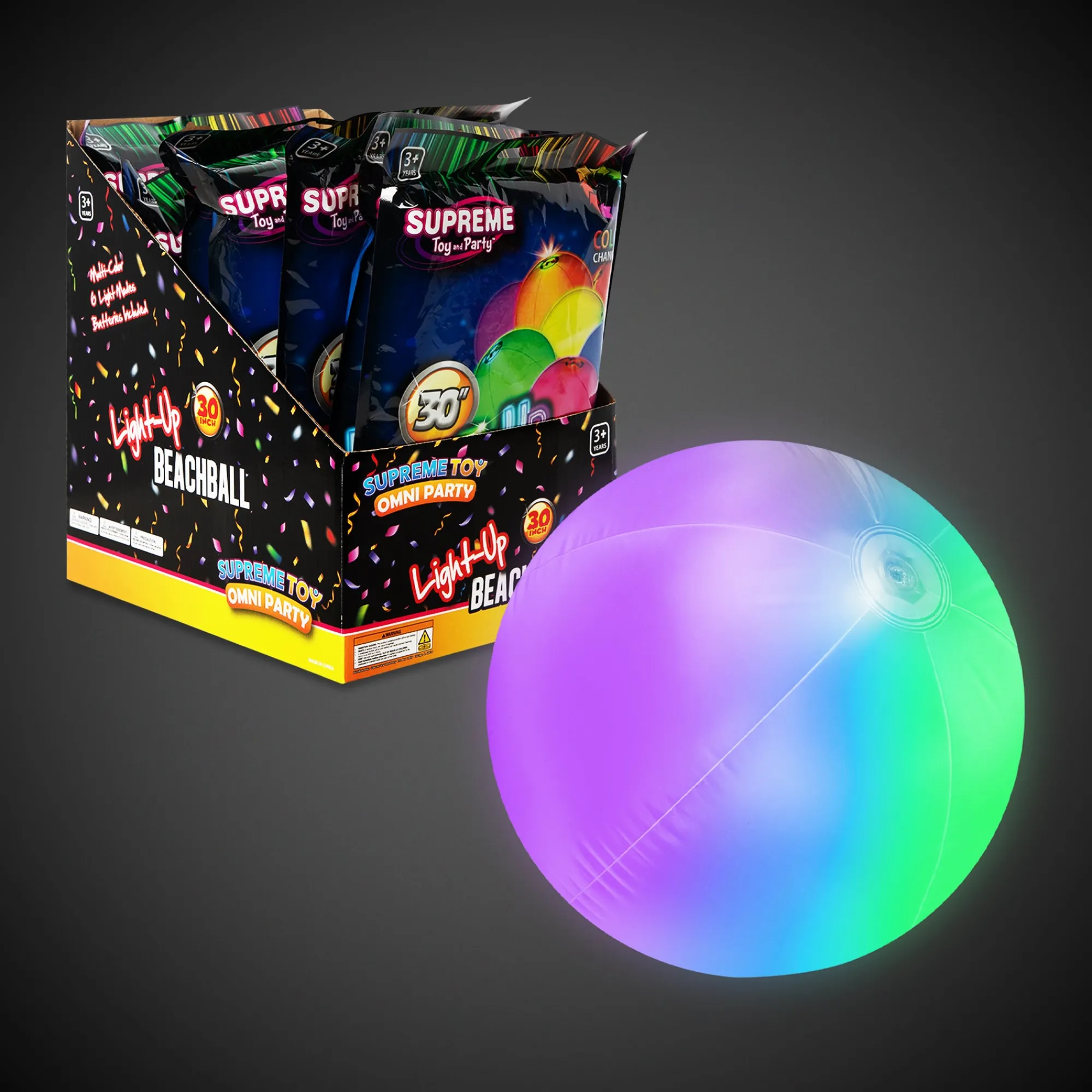 New Windy City Novelties LED Inflatable 30" Beach Balls Retail Display