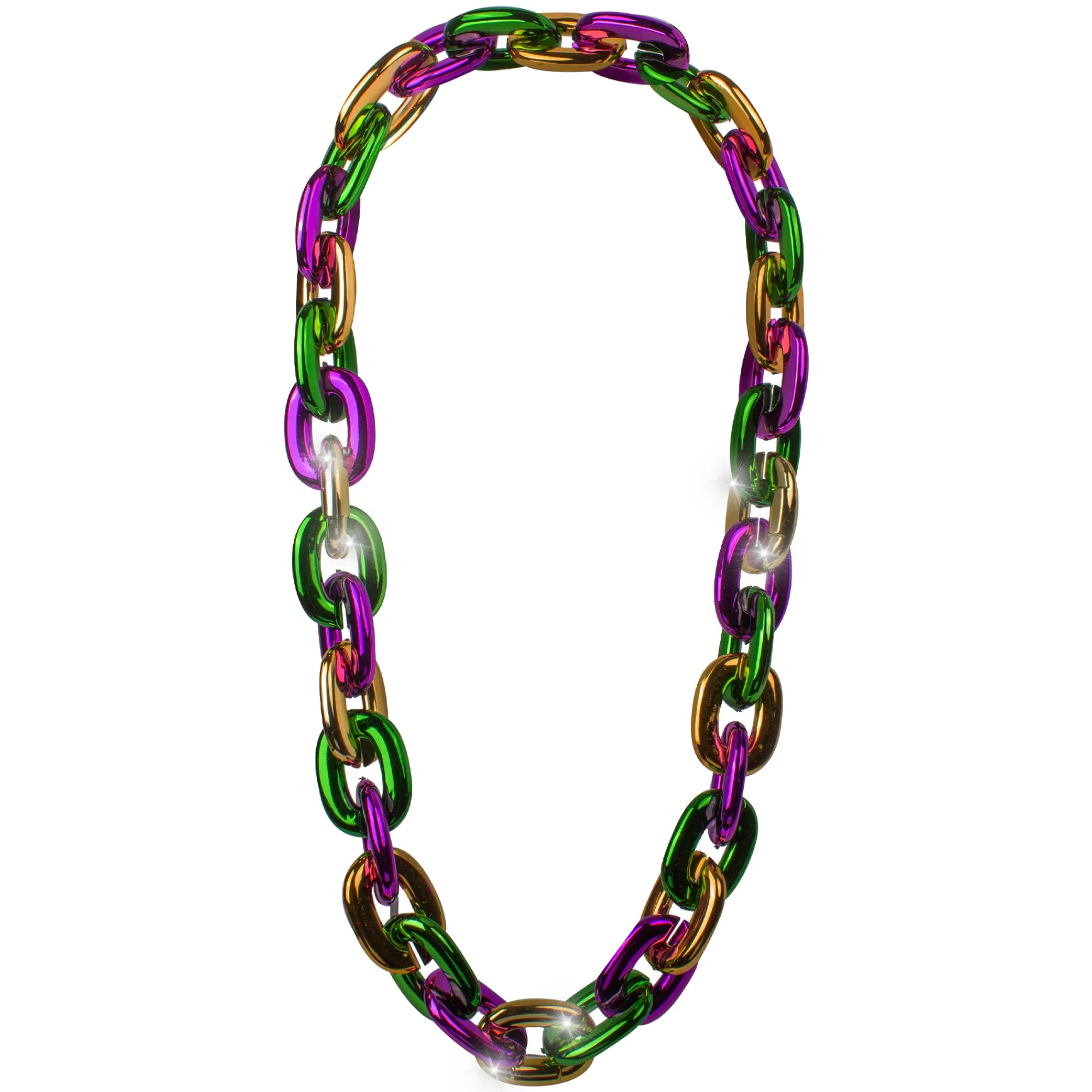Clearance Windy City Novelties LED Mardi Gras Chain Link Necklace Green/Purple