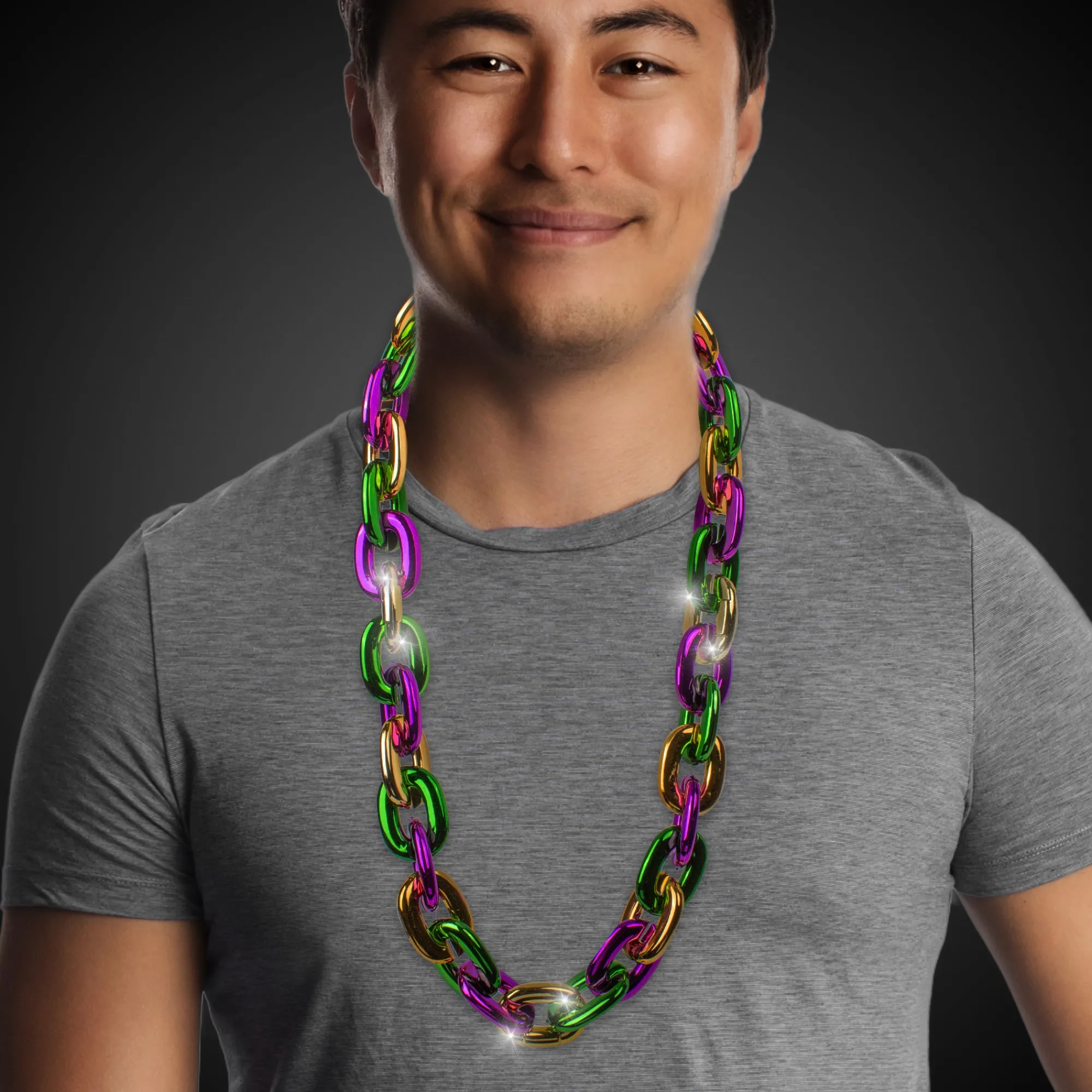 Clearance Windy City Novelties LED Mardi Gras Chain Link Necklace Green/Purple