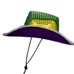 Discount Windy City Novelties LED Mardi Gras Sequin Cowboy Hat