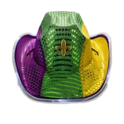 Discount Windy City Novelties LED Mardi Gras Sequin Cowboy Hat