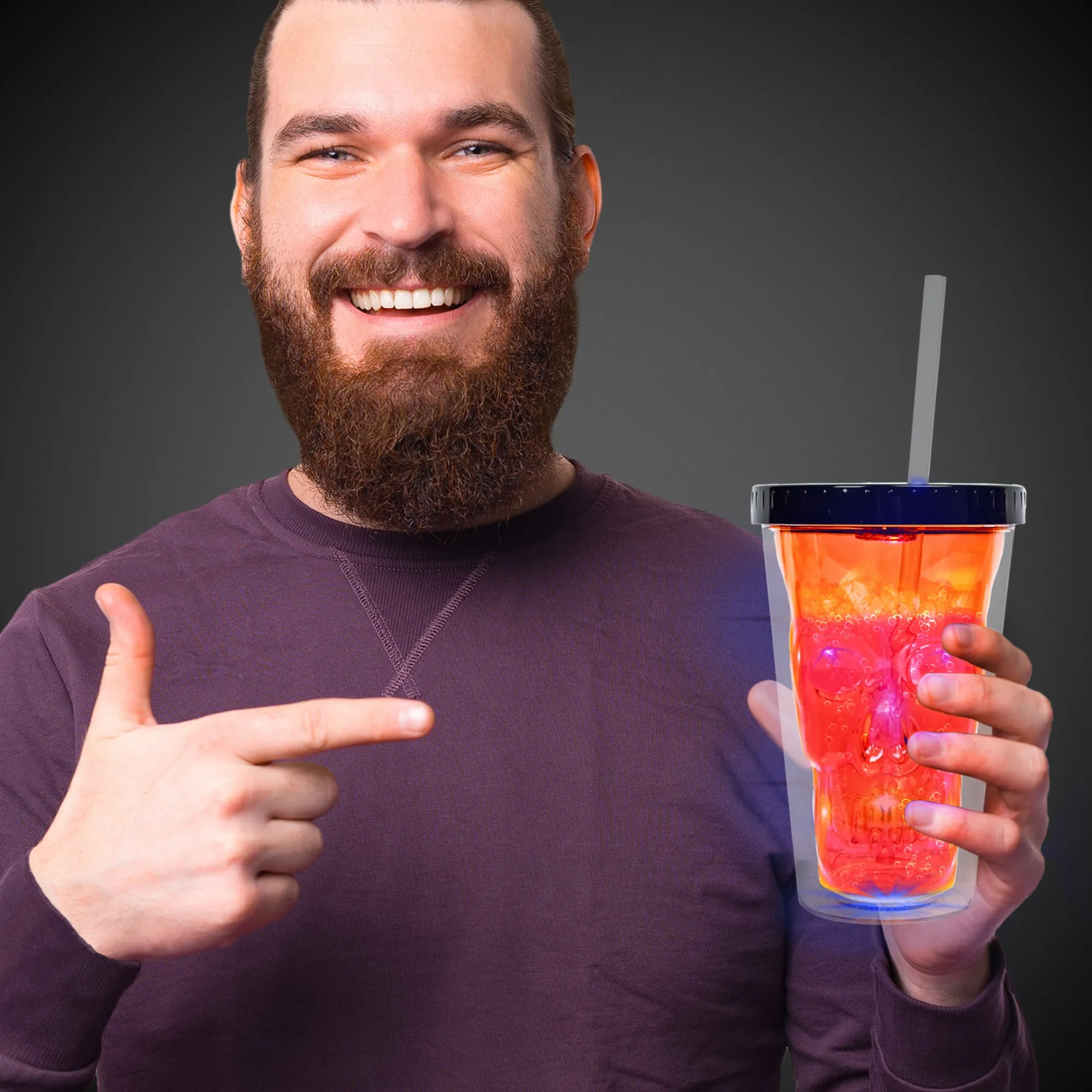 Hot Windy City Novelties LED Neon Orange Skull Cup