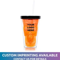 Hot Windy City Novelties LED Neon Orange Skull Cup