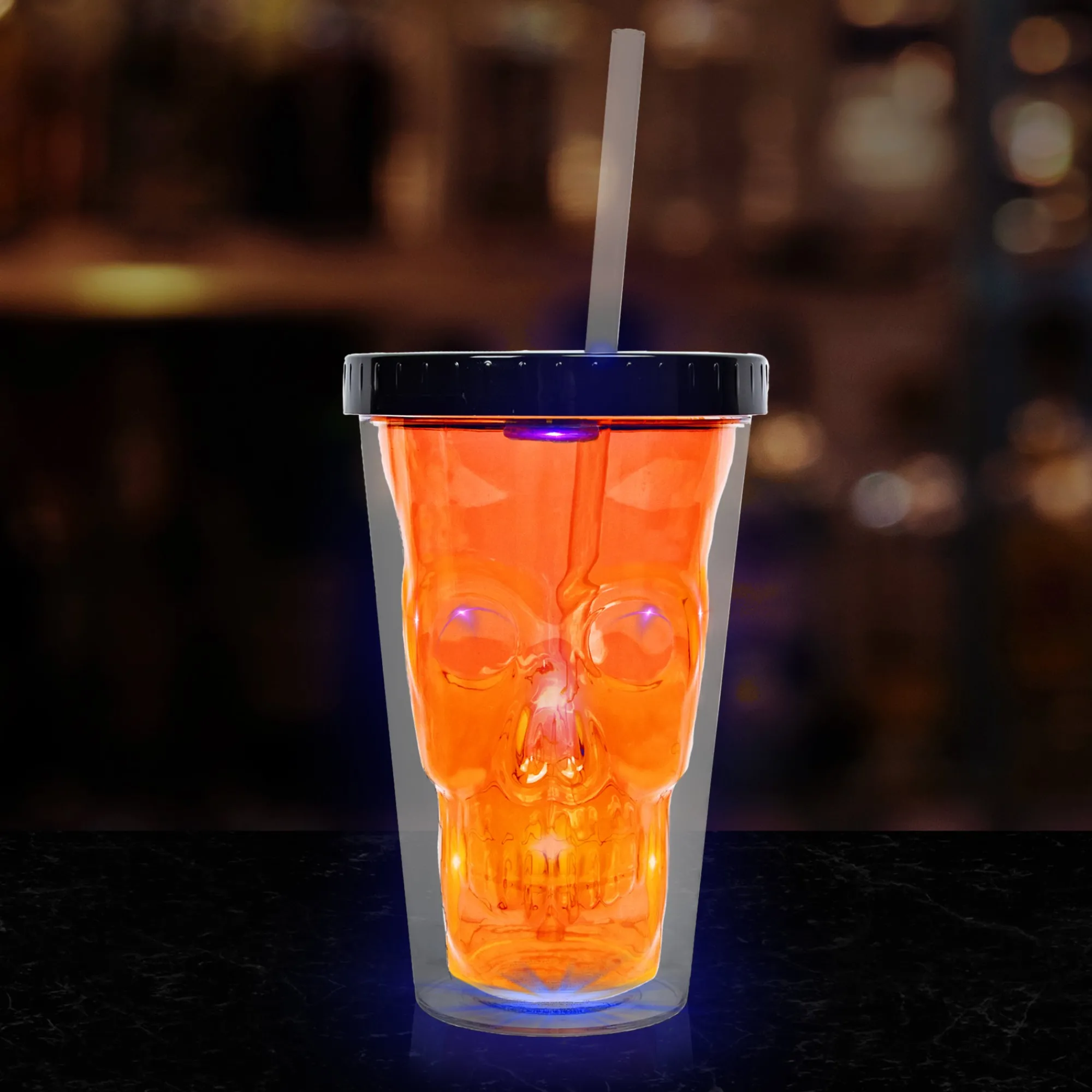 Hot Windy City Novelties LED Neon Orange Skull Cup