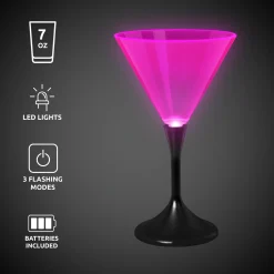Hot Windy City Novelties LED Neon 7 oz. Martini Glass Pink