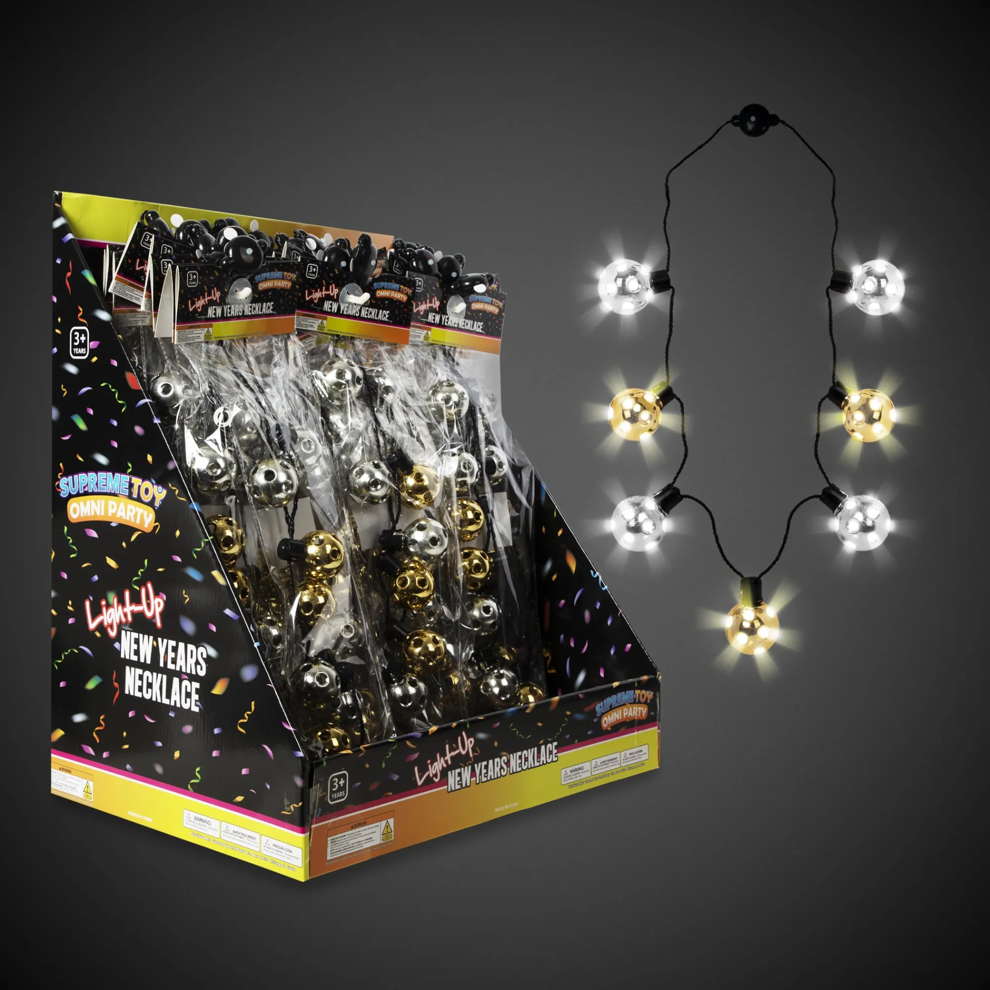 Best Windy City Novelties LED New Years Disco Ball Necklaces Retail Display
