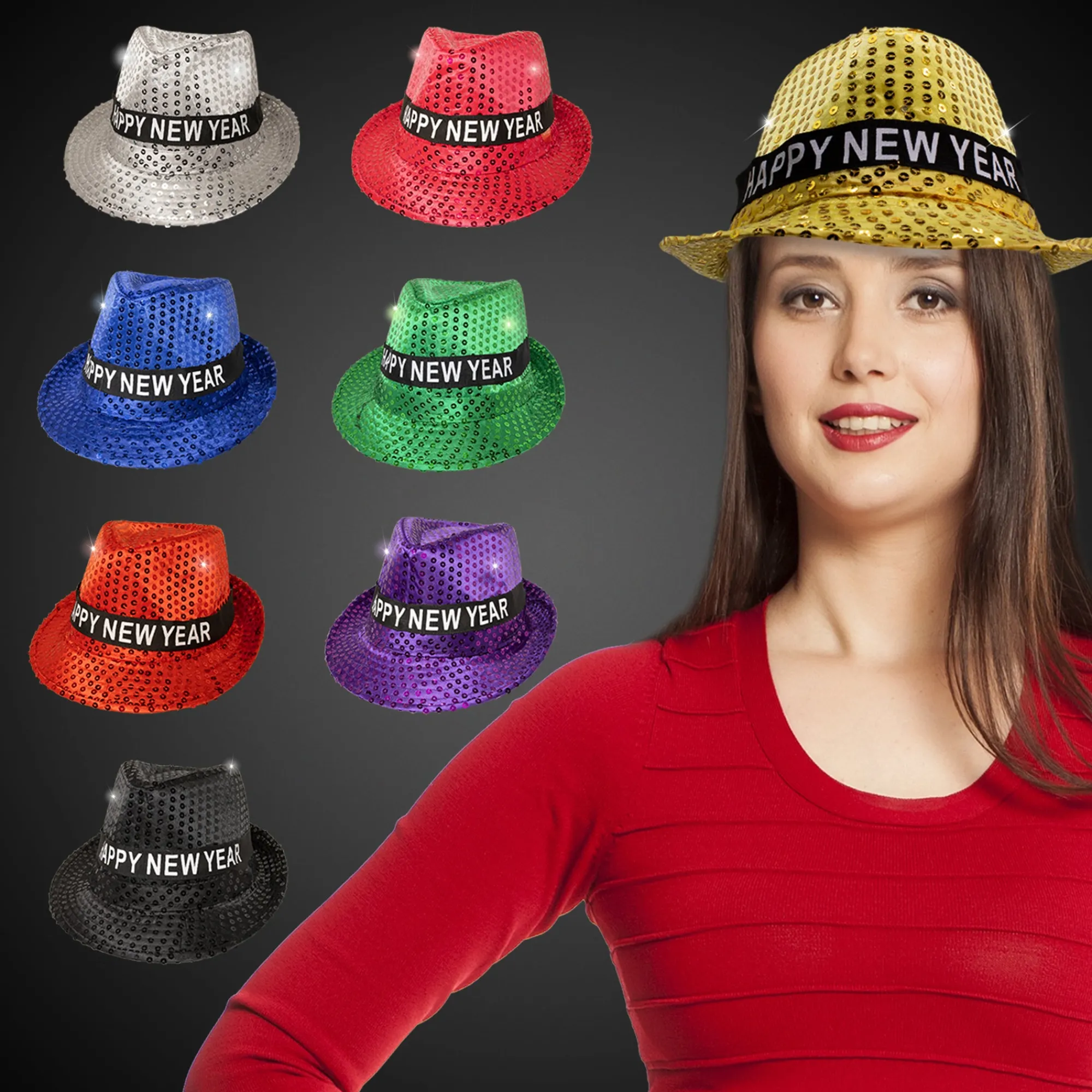 Discount Windy City Novelties LED New Years Sequin Fedoras