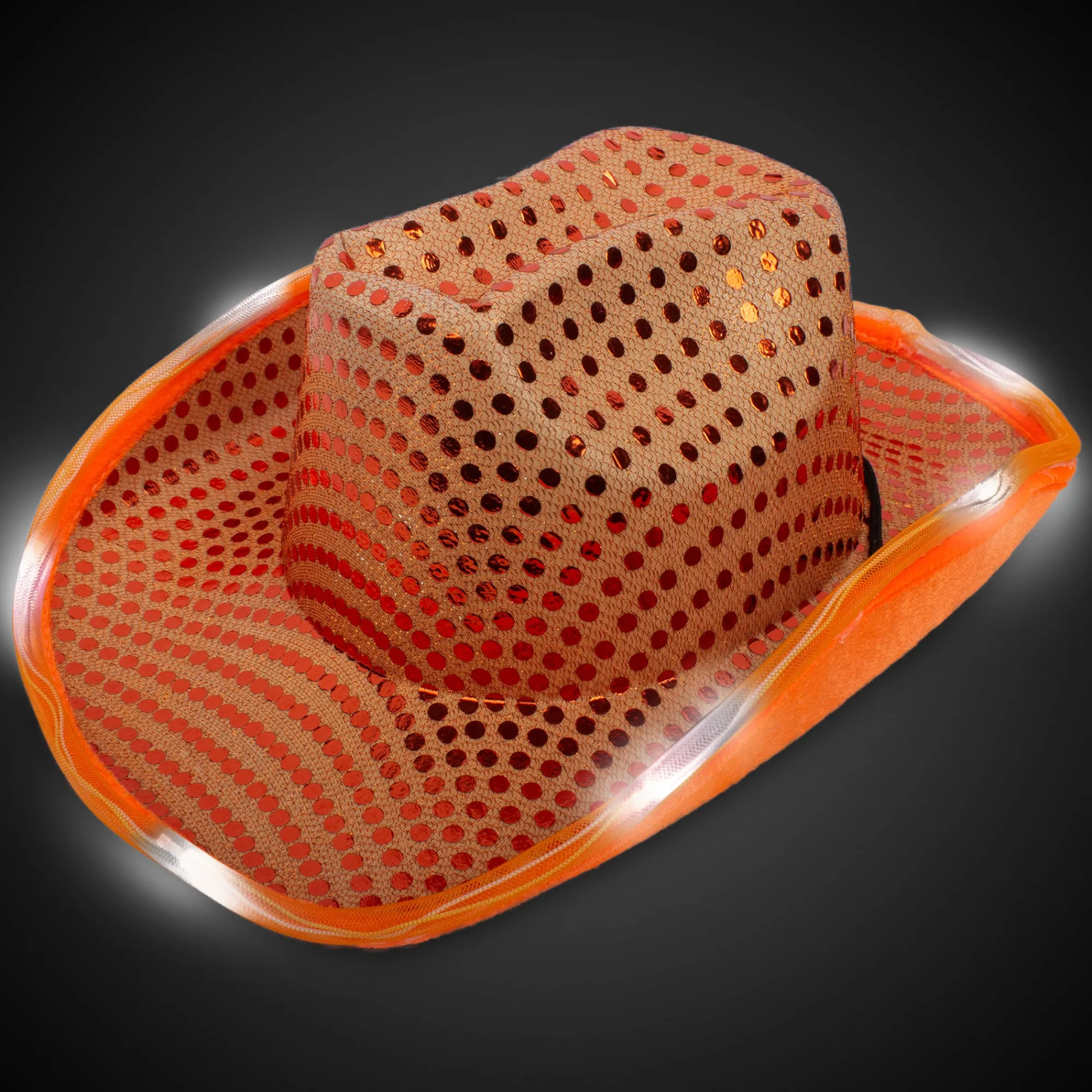 New Windy City Novelties LED Sequin Cowboy Hat Orange
