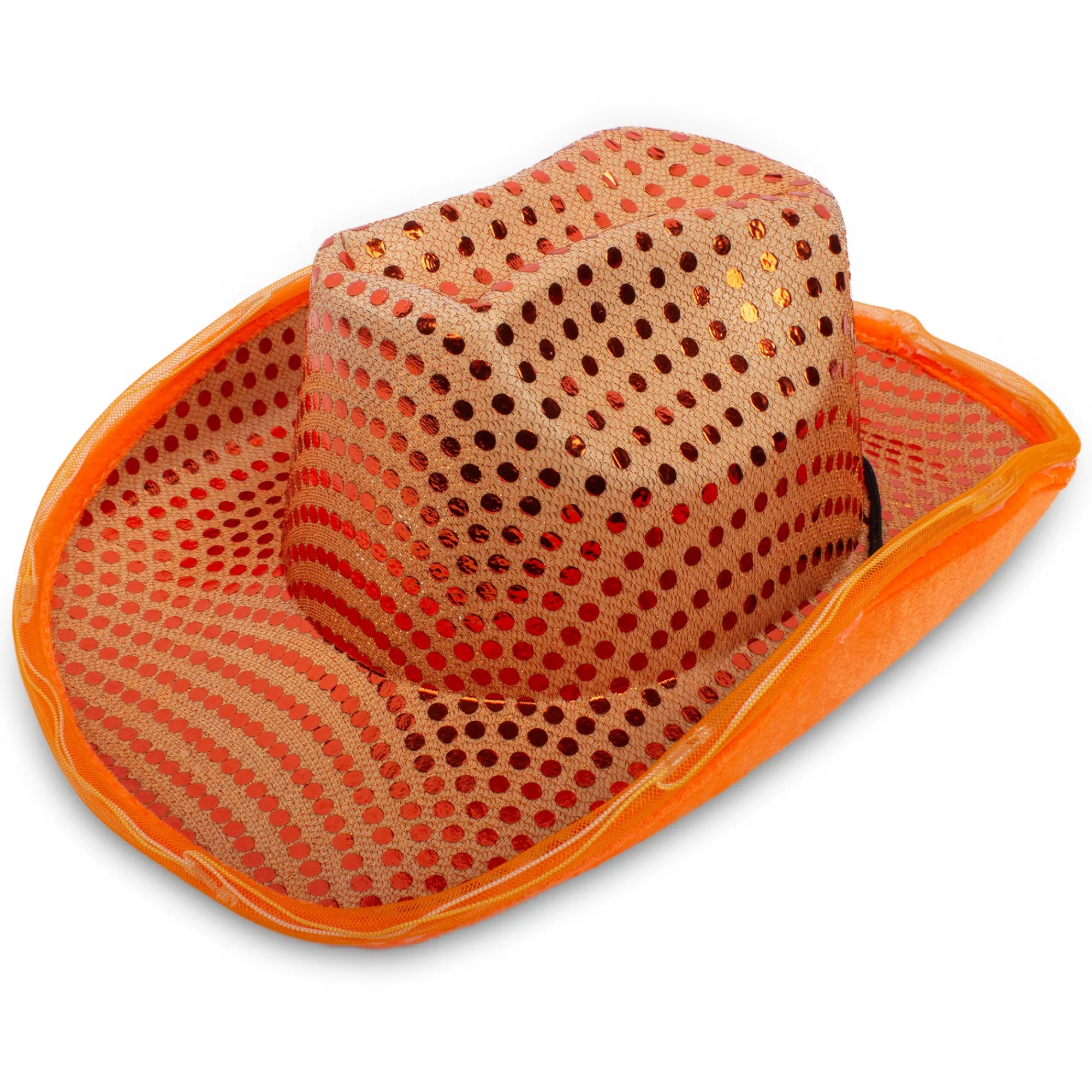 New Windy City Novelties LED Sequin Cowboy Hat Orange