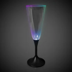 Sale Windy City Novelties LED 7 oz. Clear Champagne Glass Black Stem