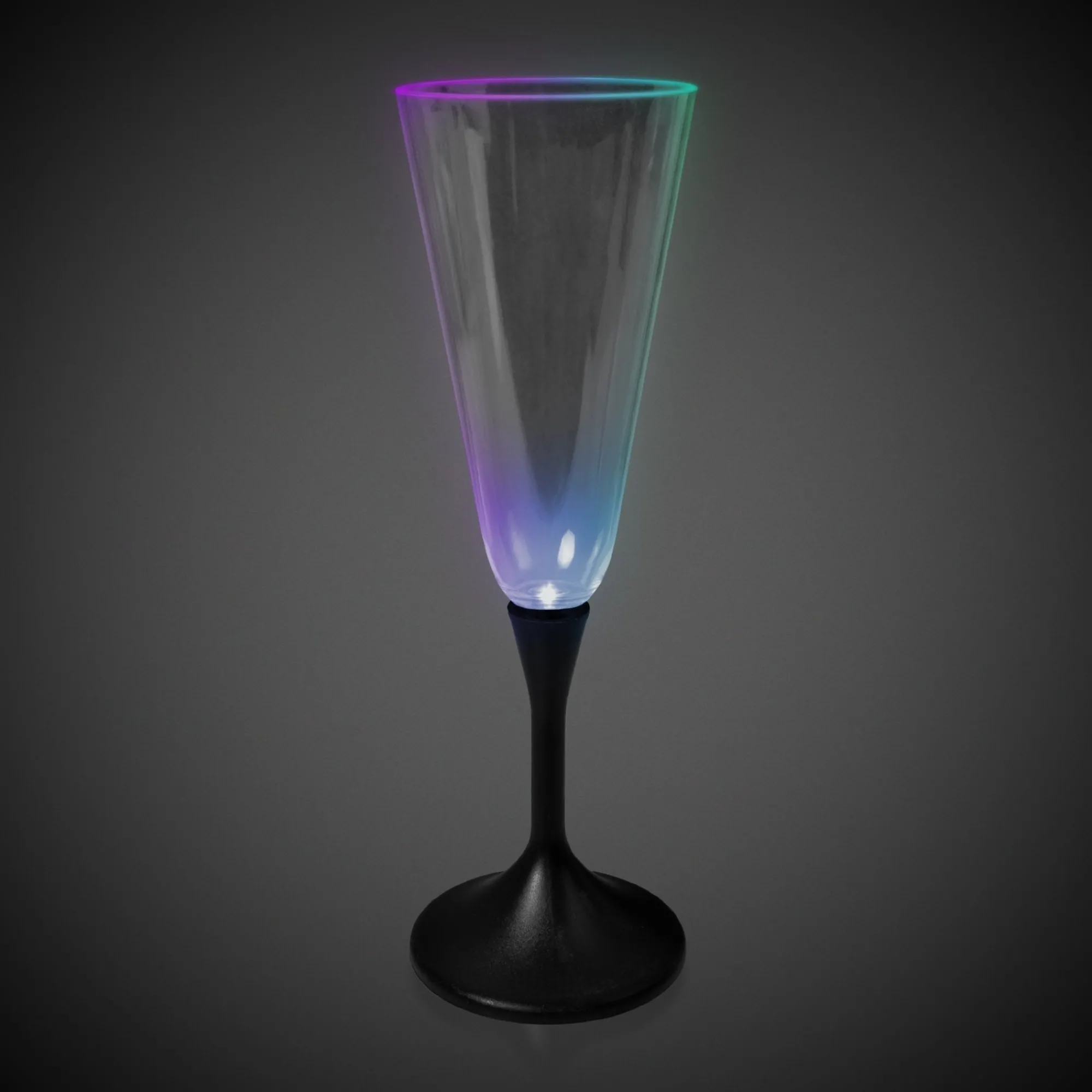 Sale Windy City Novelties LED 7 oz. Clear Champagne Glass Black Stem