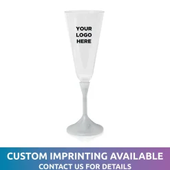Clearance Windy City Novelties LED 7 oz. Clear Champagne Glass White Stem