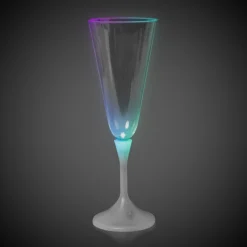 Clearance Windy City Novelties LED 7 oz. Clear Champagne Glass White Stem