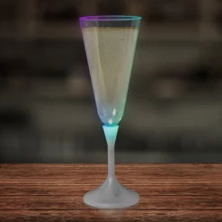 Clearance Windy City Novelties LED 7 oz. Clear Champagne Glass White Stem