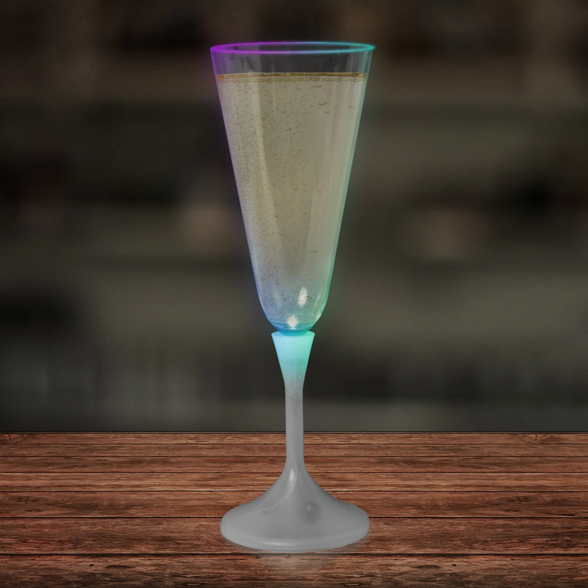 Clearance Windy City Novelties LED 7 oz. Clear Champagne Glass White Stem