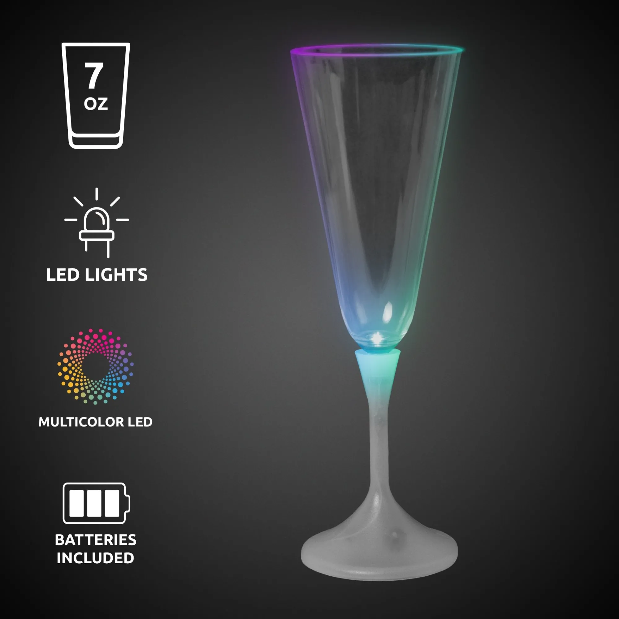Clearance Windy City Novelties LED 7 oz. Clear Champagne Glass White Stem