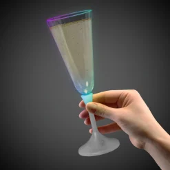 Clearance Windy City Novelties LED 7 oz. Clear Champagne Glass White Stem