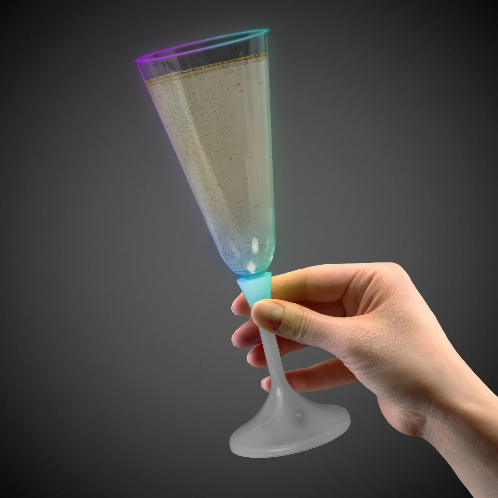 Clearance Windy City Novelties LED 7 oz. Clear Champagne Glass White Stem