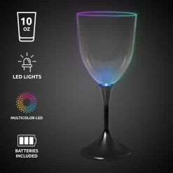New Windy City Novelties LED 10 oz. Clear Wine Glass Black Stem
