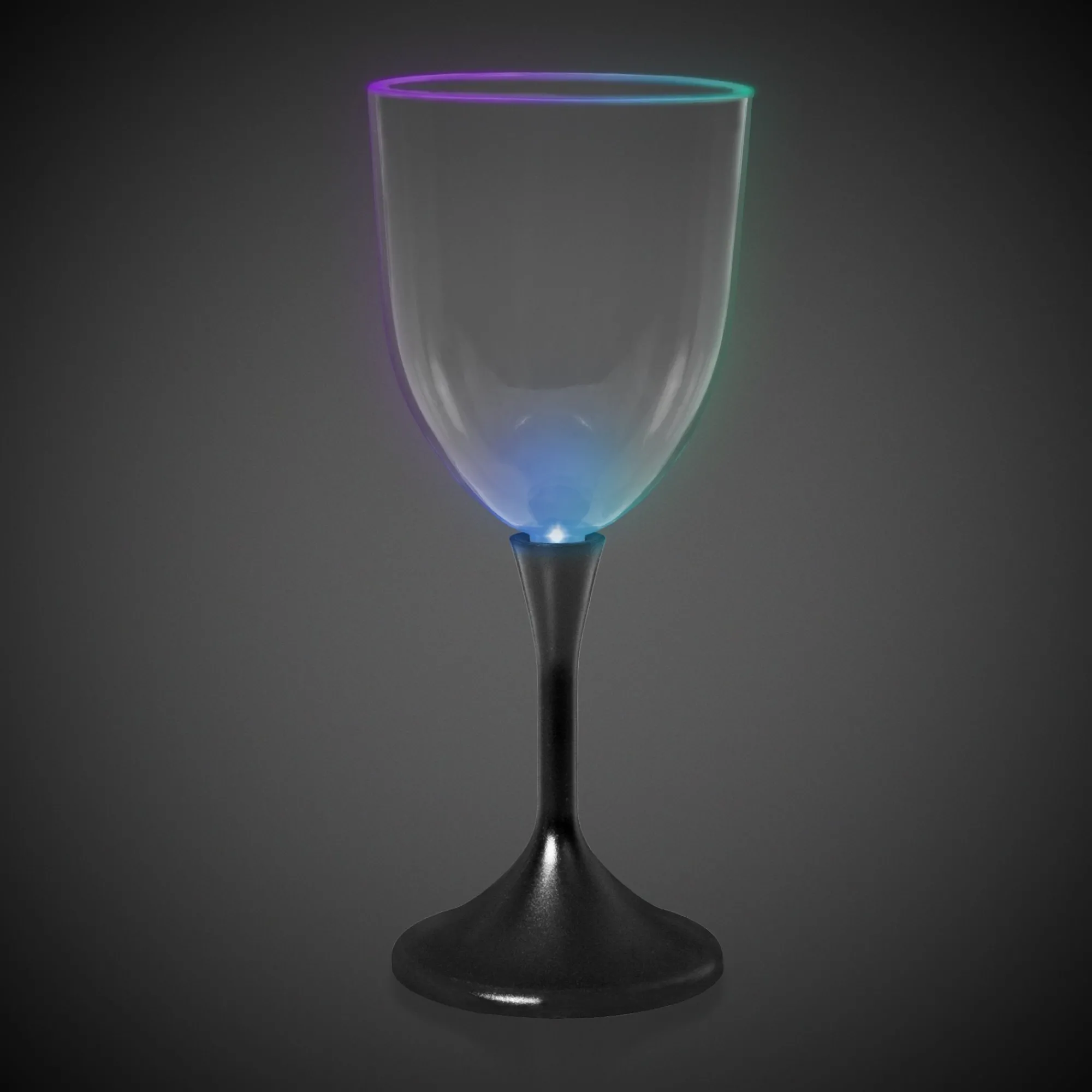 New Windy City Novelties LED 10 oz. Clear Wine Glass Black Stem