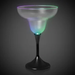 New Windy City Novelties LED 10 oz. Frosted Margarita Glass Black Stem