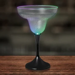 New Windy City Novelties LED 10 oz. Frosted Margarita Glass Black Stem
