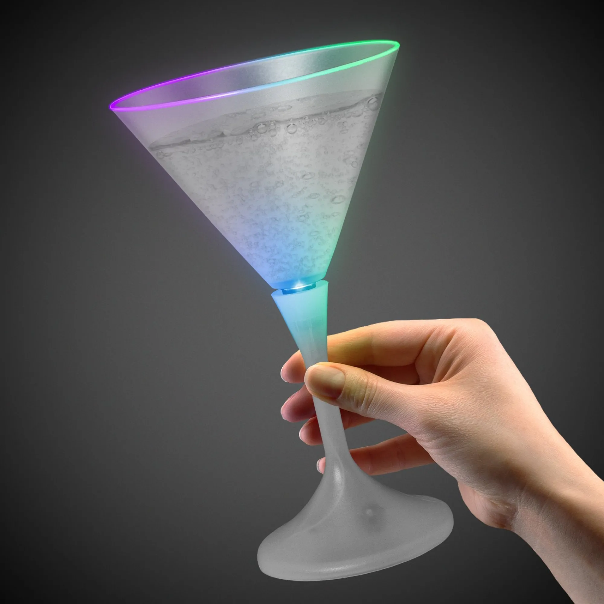 Best Windy City Novelties LED 7 oz. Frosted Martini Glass With White Stem