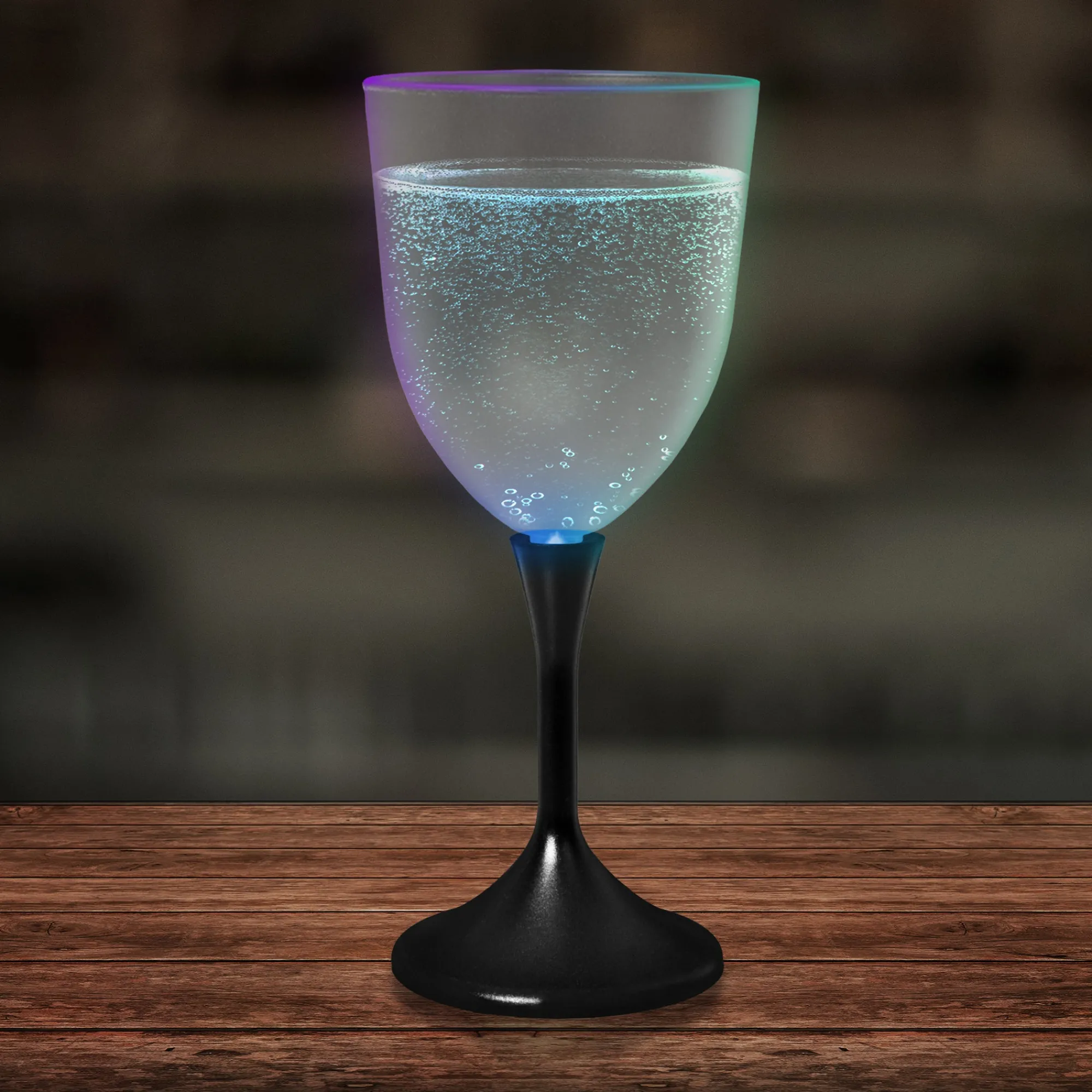 Clearance Windy City Novelties LED 10 oz. Frosted Wine Glass Black Stem