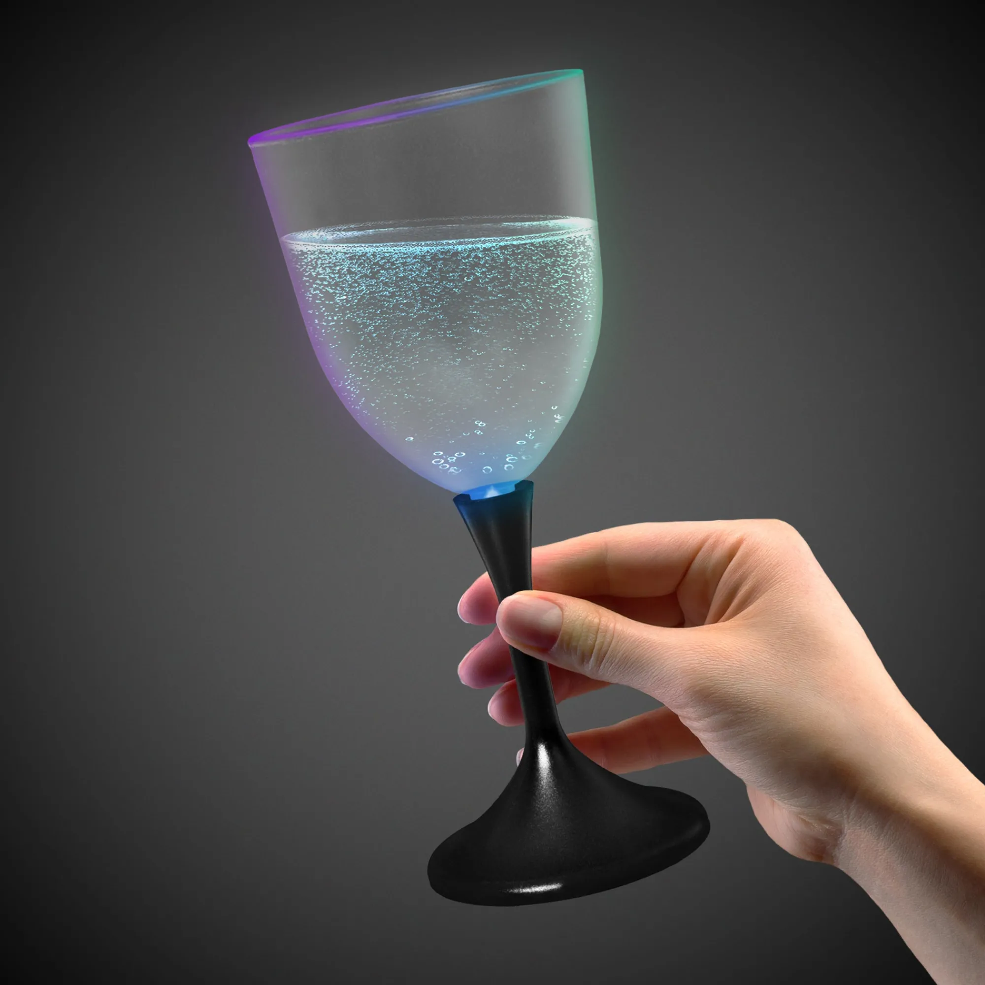 Clearance Windy City Novelties LED 10 oz. Frosted Wine Glass Black Stem