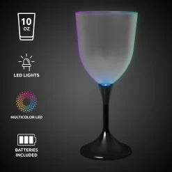 Clearance Windy City Novelties LED 10 oz. Frosted Wine Glass Black Stem