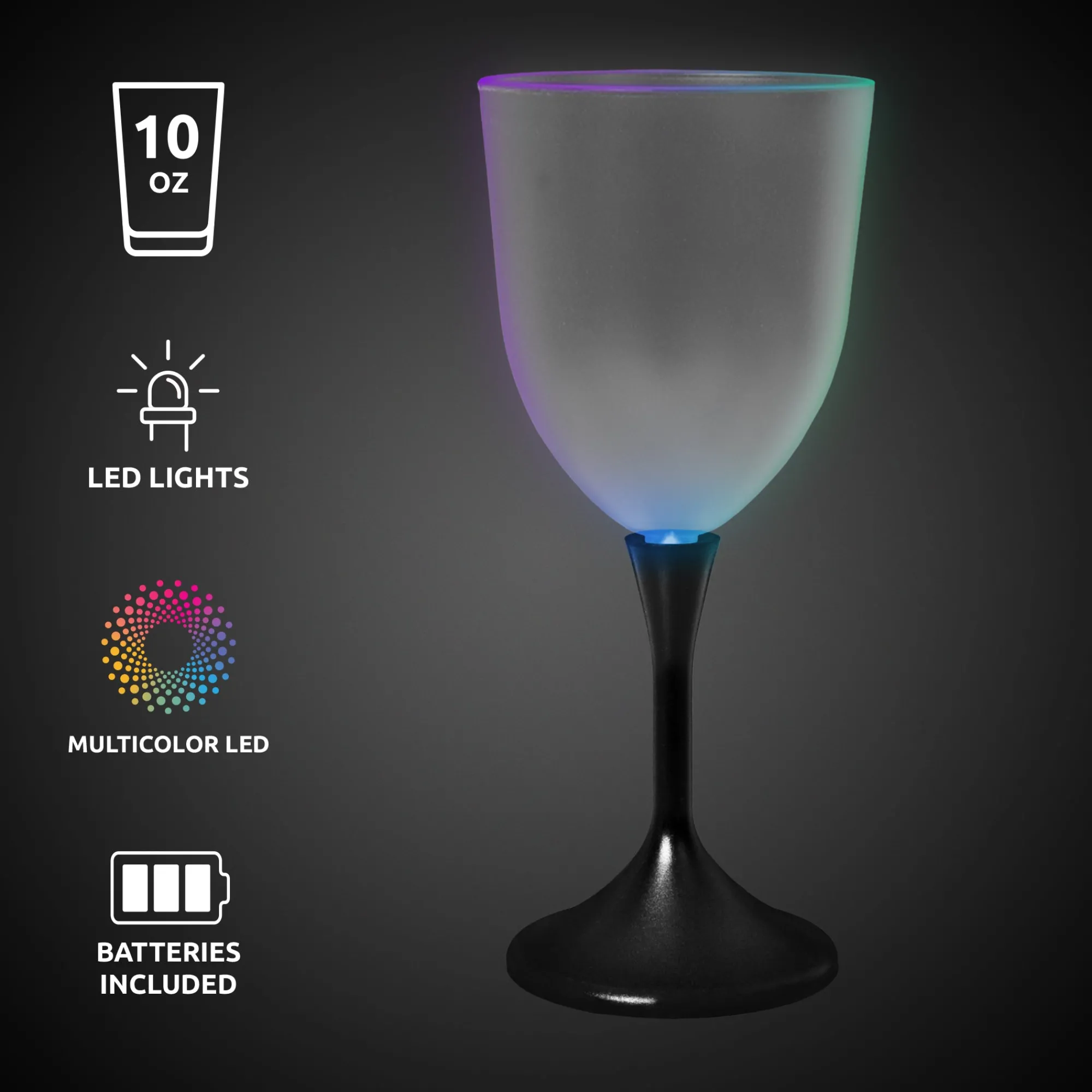 Clearance Windy City Novelties LED 10 oz. Frosted Wine Glass Black Stem