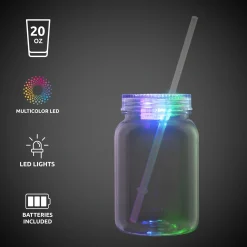 Hot Windy City Novelties LED 20 oz. Mason Jar with Straw