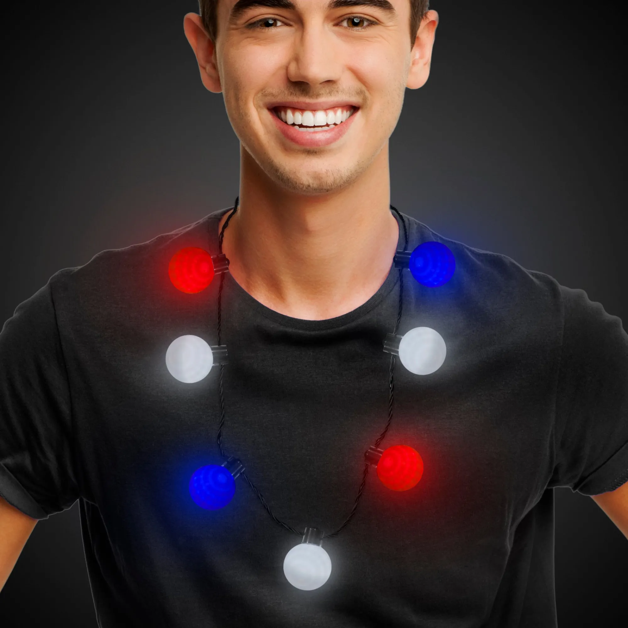 Best Windy City Novelties LED Patriotic Ball Necklace Red/White/Blue