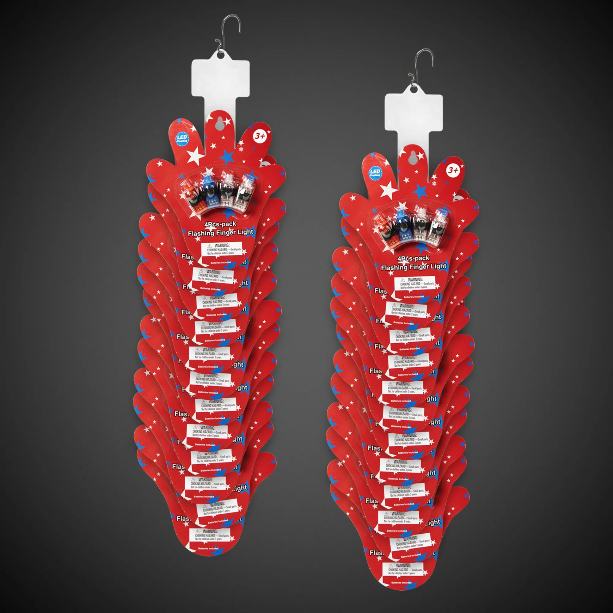 New Windy City Novelties LED Patriotic Finger Lights Retail Hanging Display