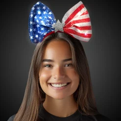 Discount Windy City Novelties LED Patriotic Sequin Bow Headband