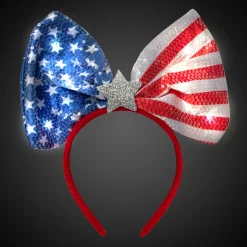 Discount Windy City Novelties LED Patriotic Sequin Bow Headband