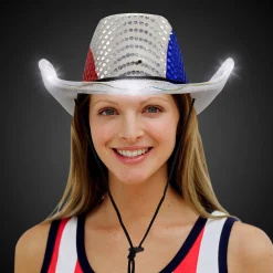 Hot Windy City Novelties LED Patriotic Sequin Cowboy Hat