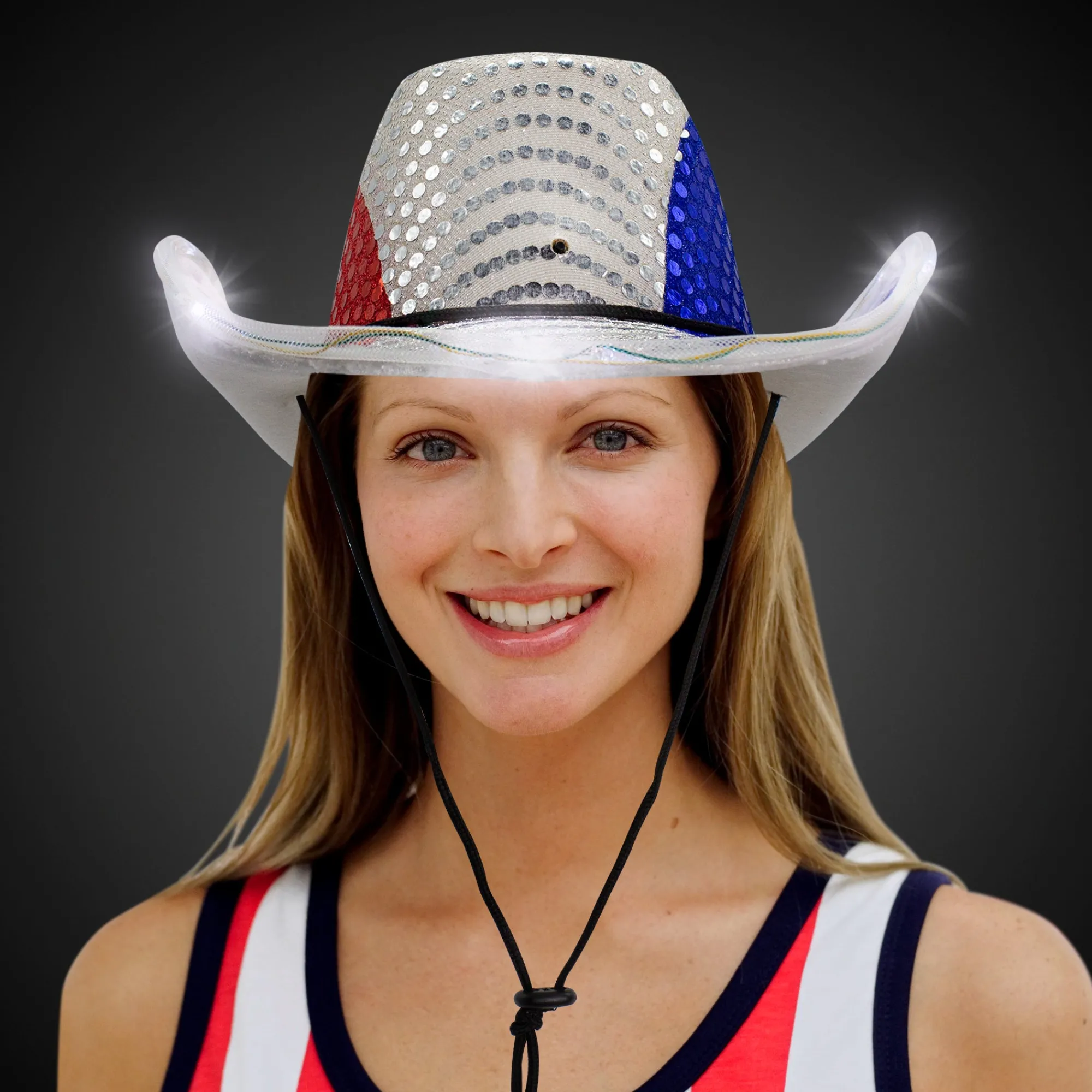 Hot Windy City Novelties LED Patriotic Sequin Cowboy Hat