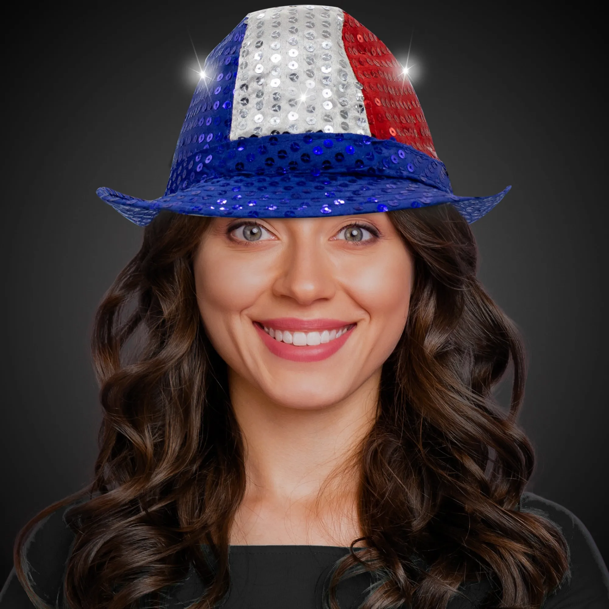 Hot Windy City Novelties LED Patriotic Sequin Fedora Hat