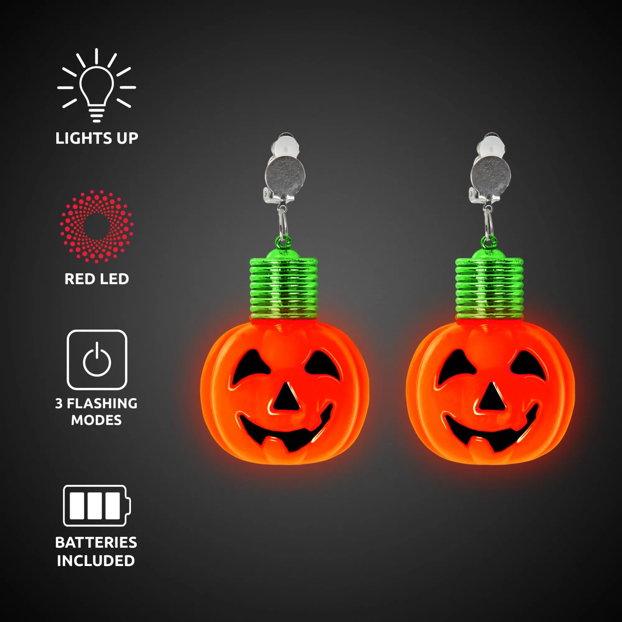 Clearance Windy City Novelties LED Pumpkin Clip-On Earrings