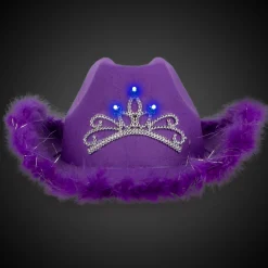 Discount Windy City Novelties LED Purple Cowboy Hat with Tiara